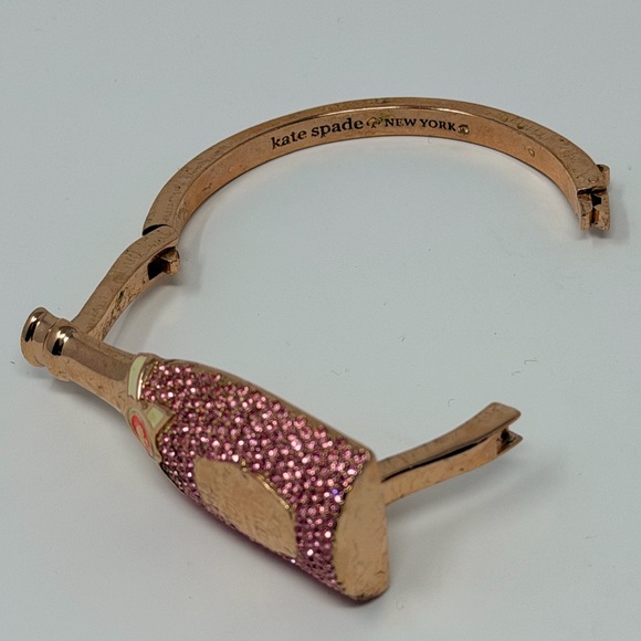 Kate Spade Champagne Bottle Bracelet Dainty Pink Jewelry Bridal Rose Gold Bangle - Picture 8 of 17